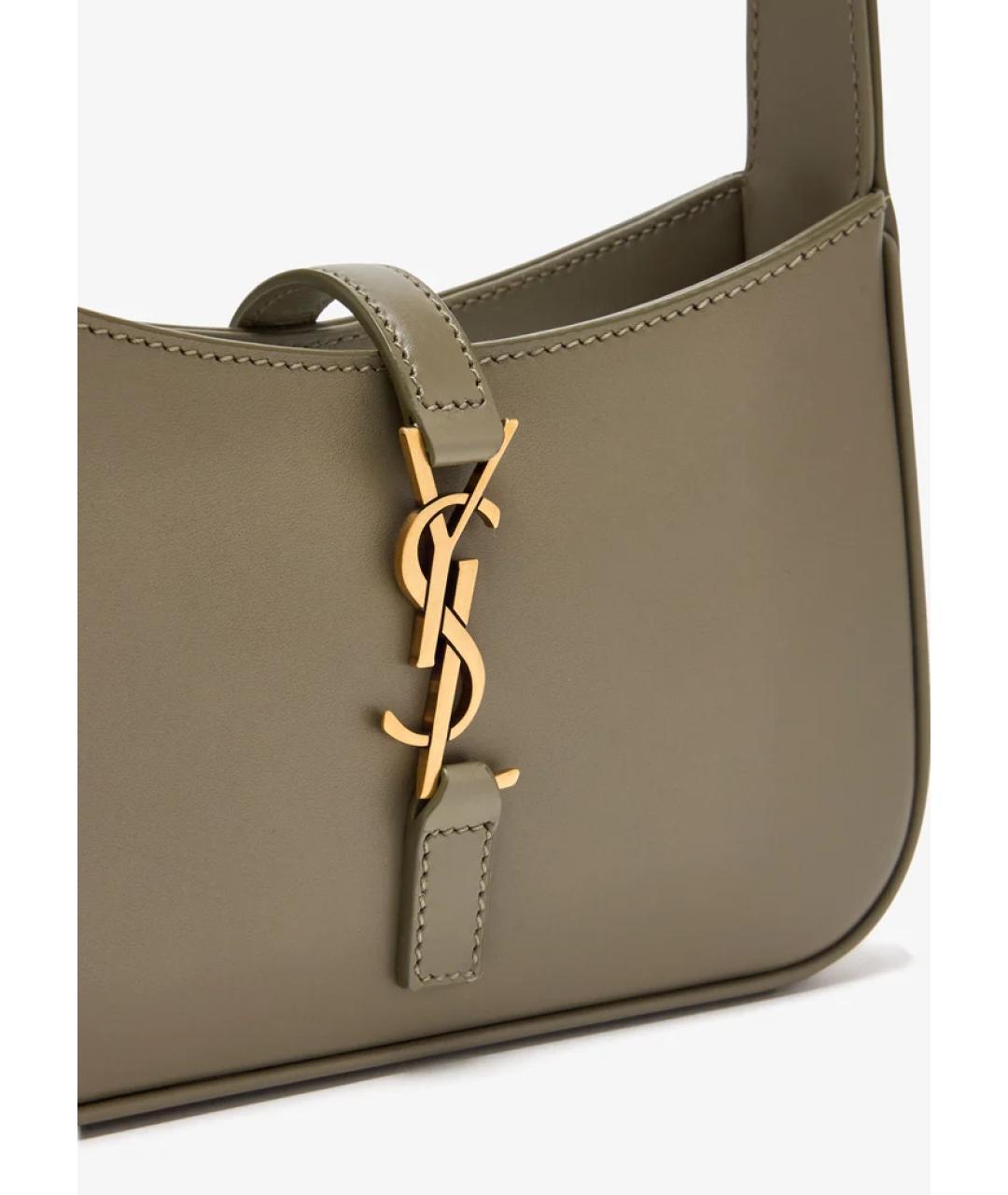 SAINT LAURENT Хаки кожаная сумка через плечо, фото 2