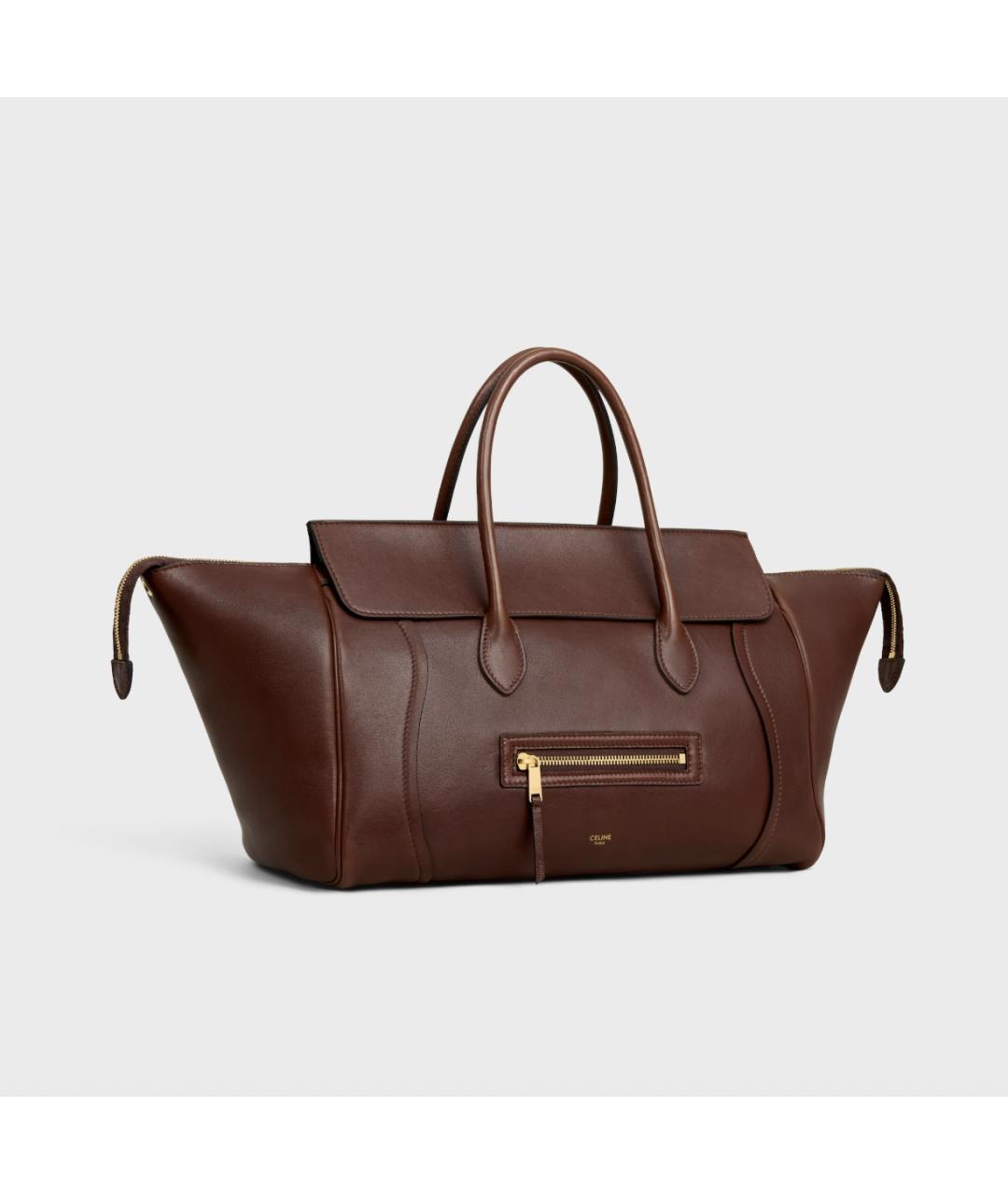 CELINE Коричневая кожаная сумка тоут, фото 4