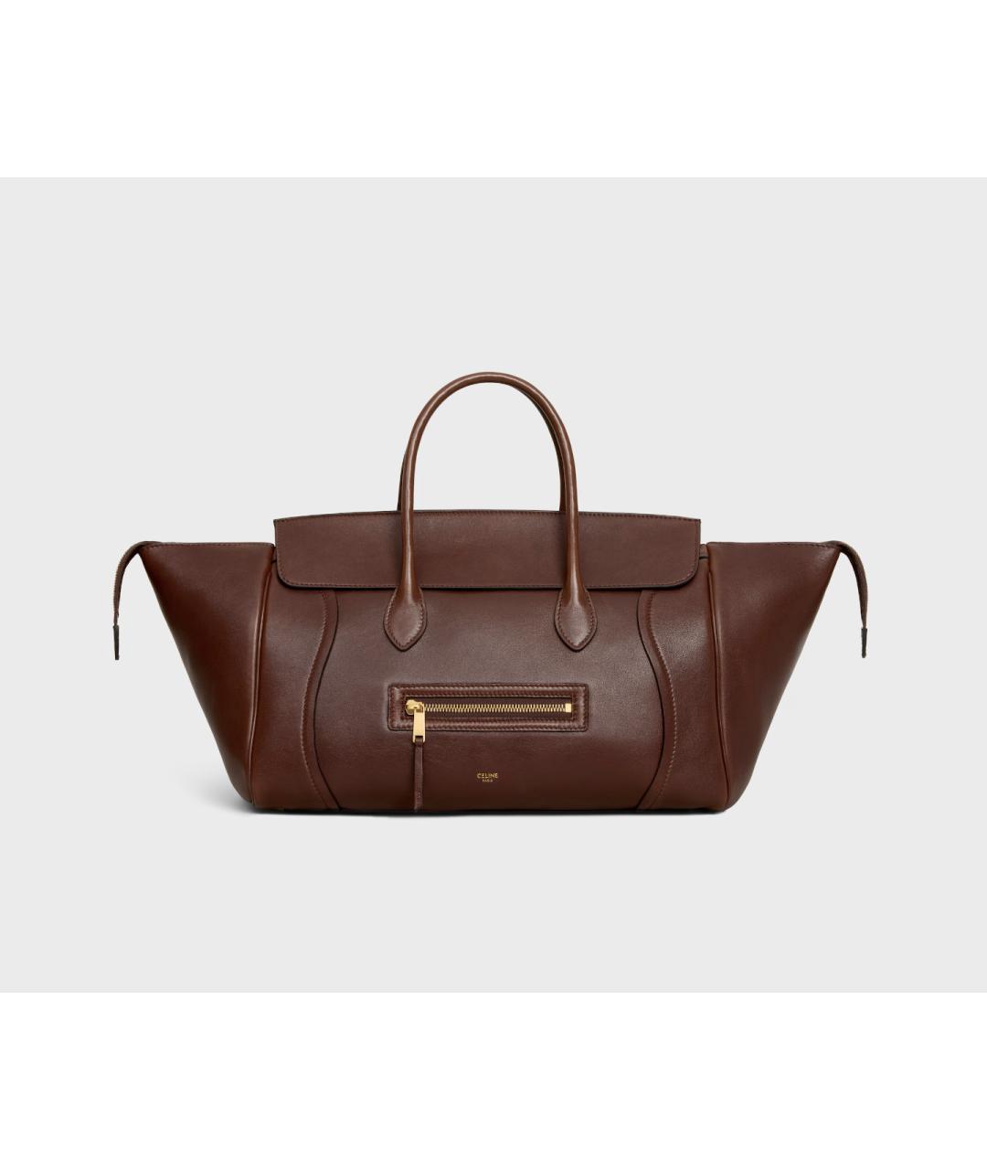 CELINE Коричневая кожаная сумка тоут, фото 7