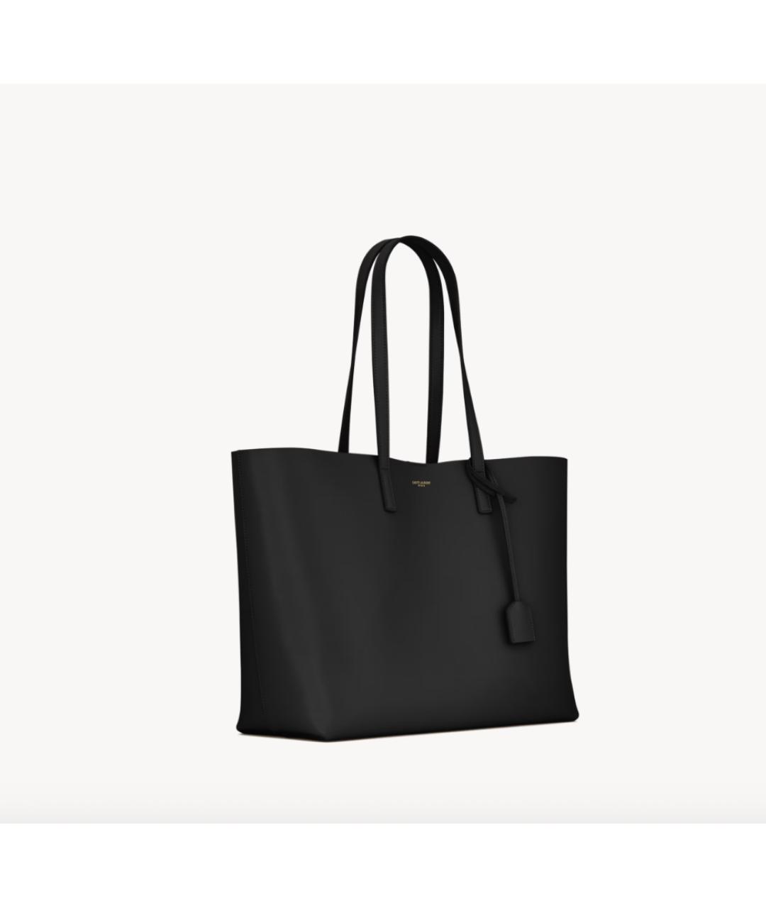 SAINT LAURENT Черная кожаная сумка тоут, фото 4