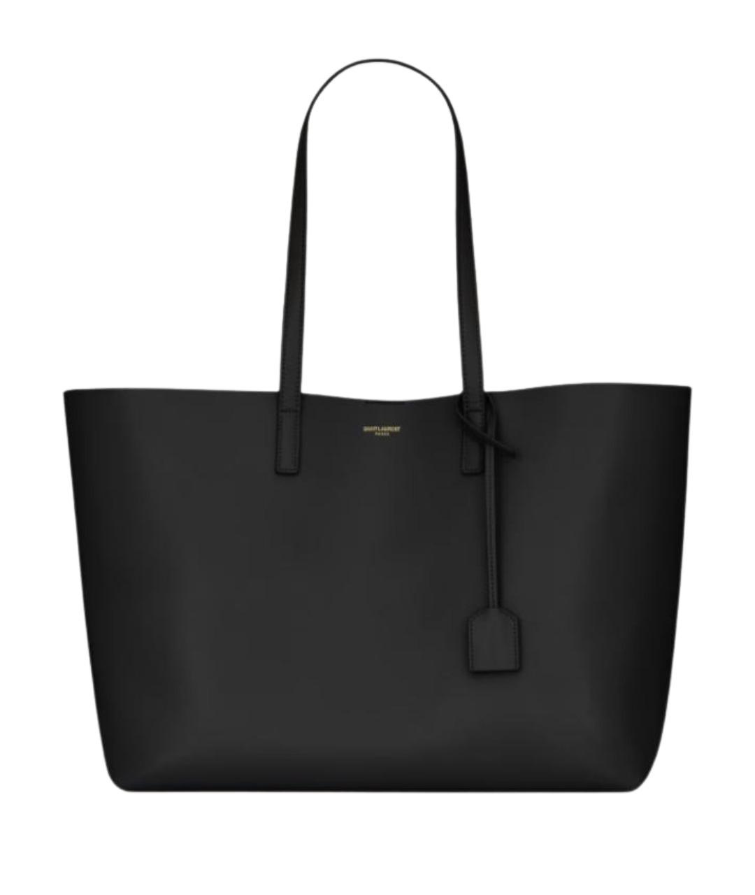 SAINT LAURENT Черная кожаная сумка тоут, фото 1