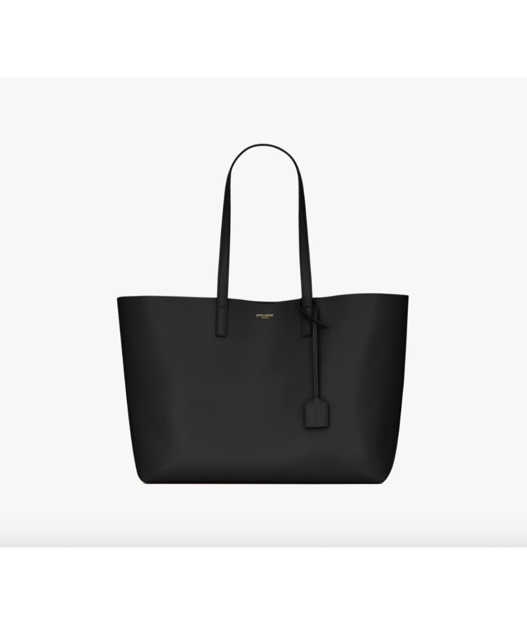 SAINT LAURENT Черная кожаная сумка тоут, фото 5