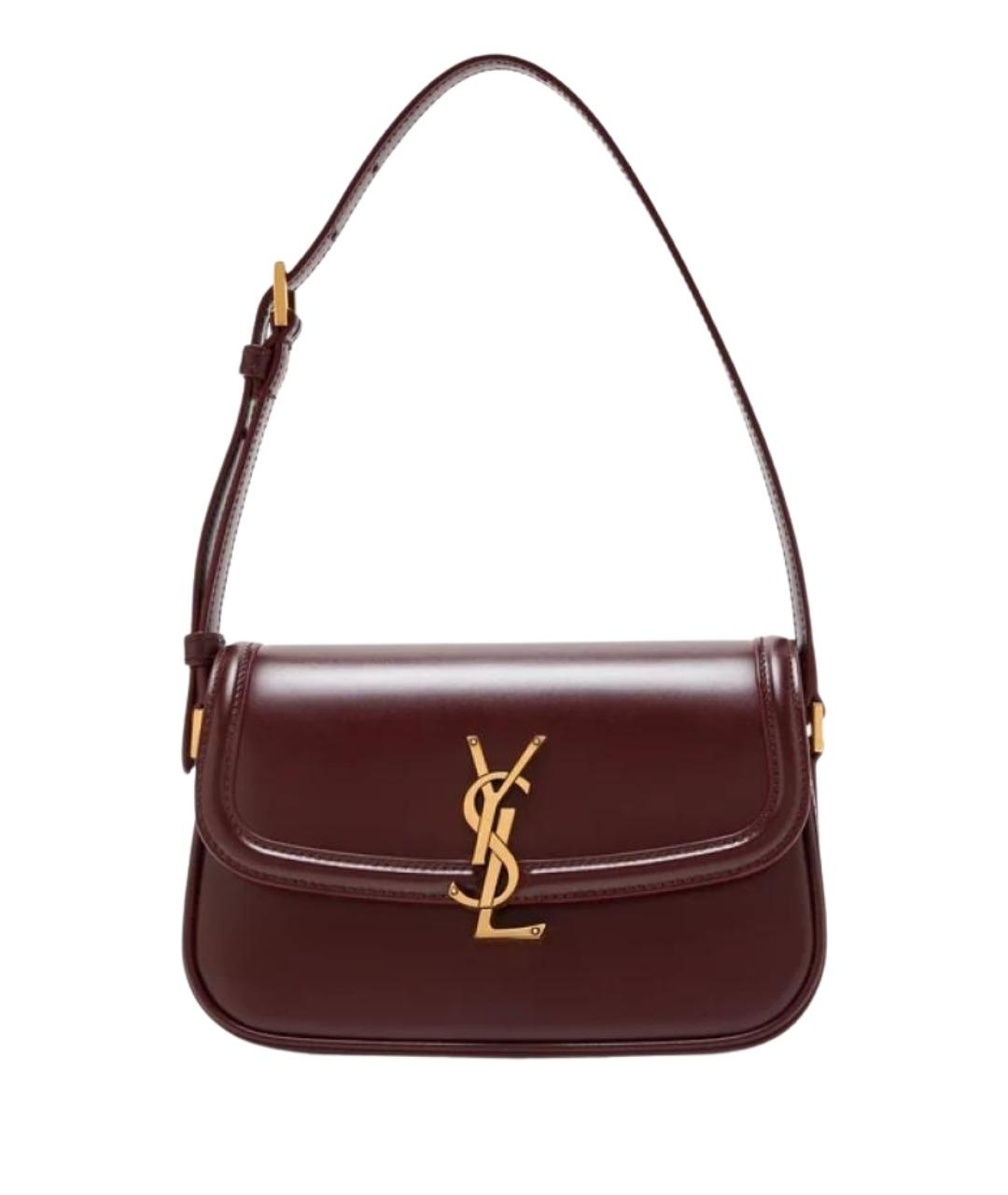 SAINT LAURENT Бордовая кожаная сумка через плечо, фото 1