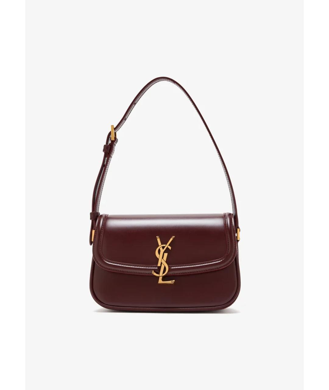 SAINT LAURENT Бордовая кожаная сумка через плечо, фото 5