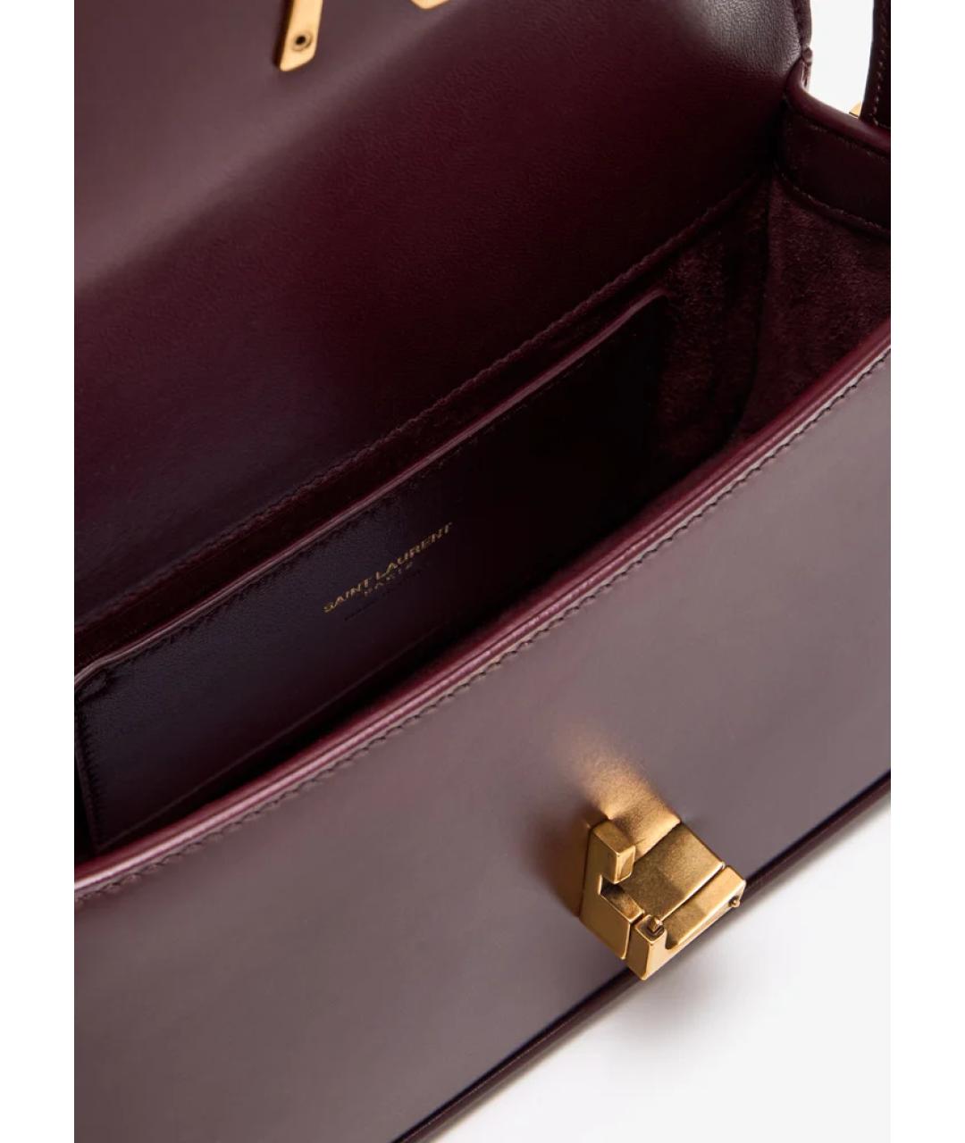 SAINT LAURENT Бордовая кожаная сумка через плечо, фото 4