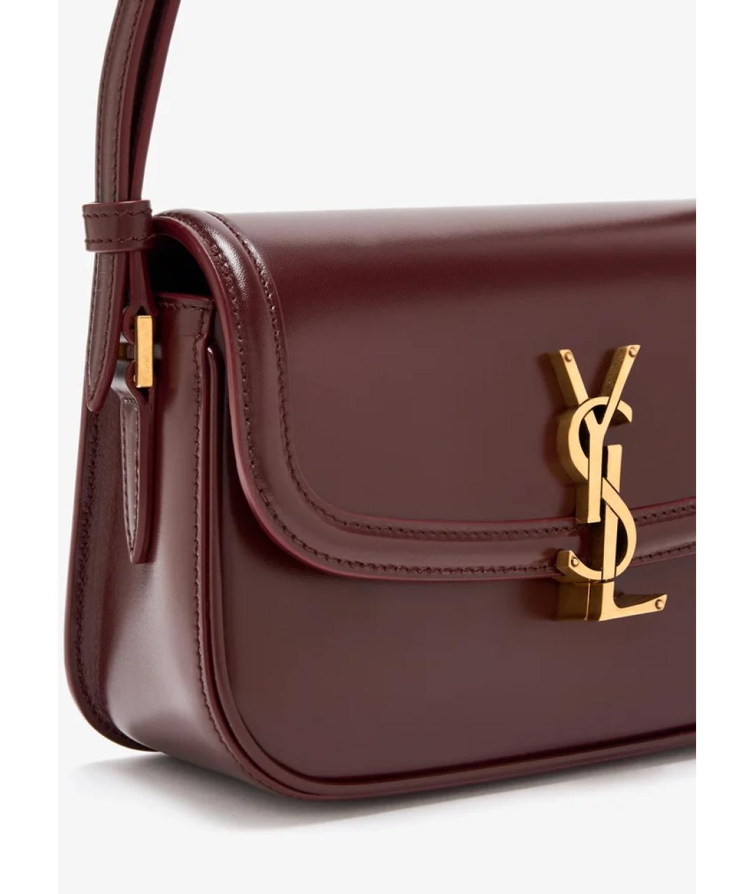 SAINT LAURENT Бордовая кожаная сумка через плечо, фото 2
