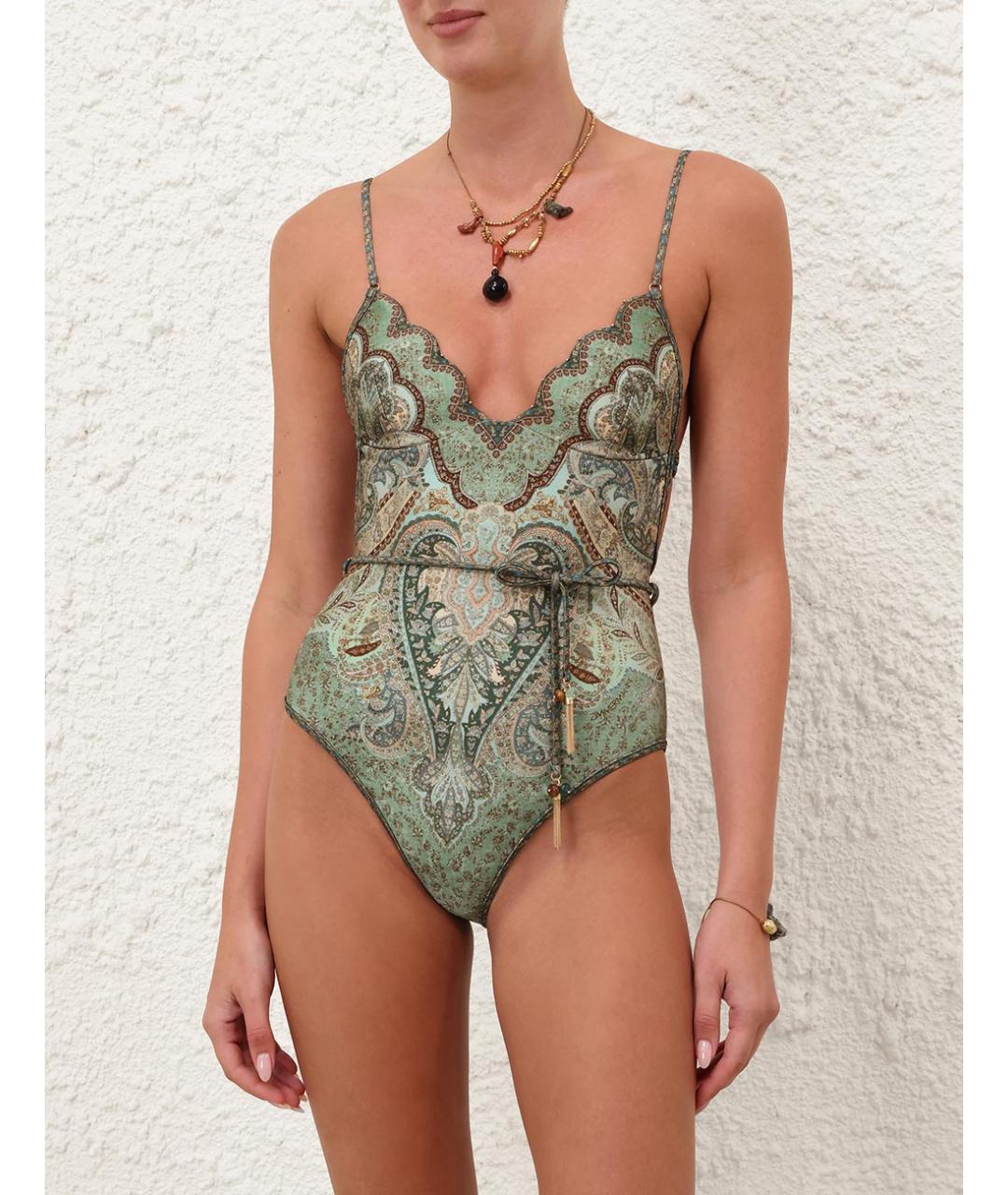 ZIMMERMANN Зеленый полиамидовый купальник, фото 2