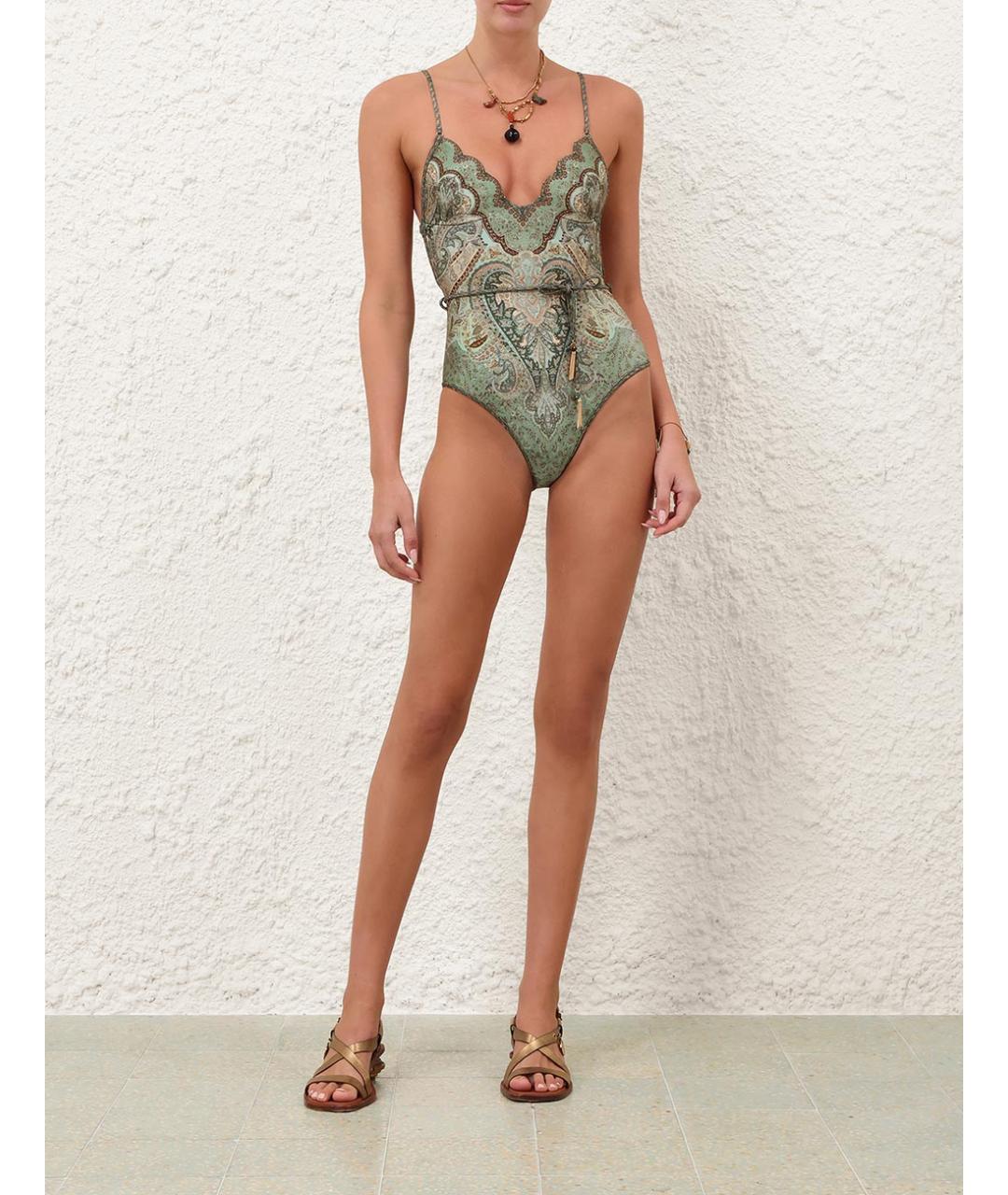 ZIMMERMANN Зеленый полиамидовый купальник, фото 5