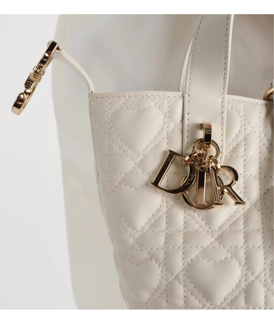 CHRISTIAN DIOR Бежевая кожаная сумка с короткими ручками, фото 7