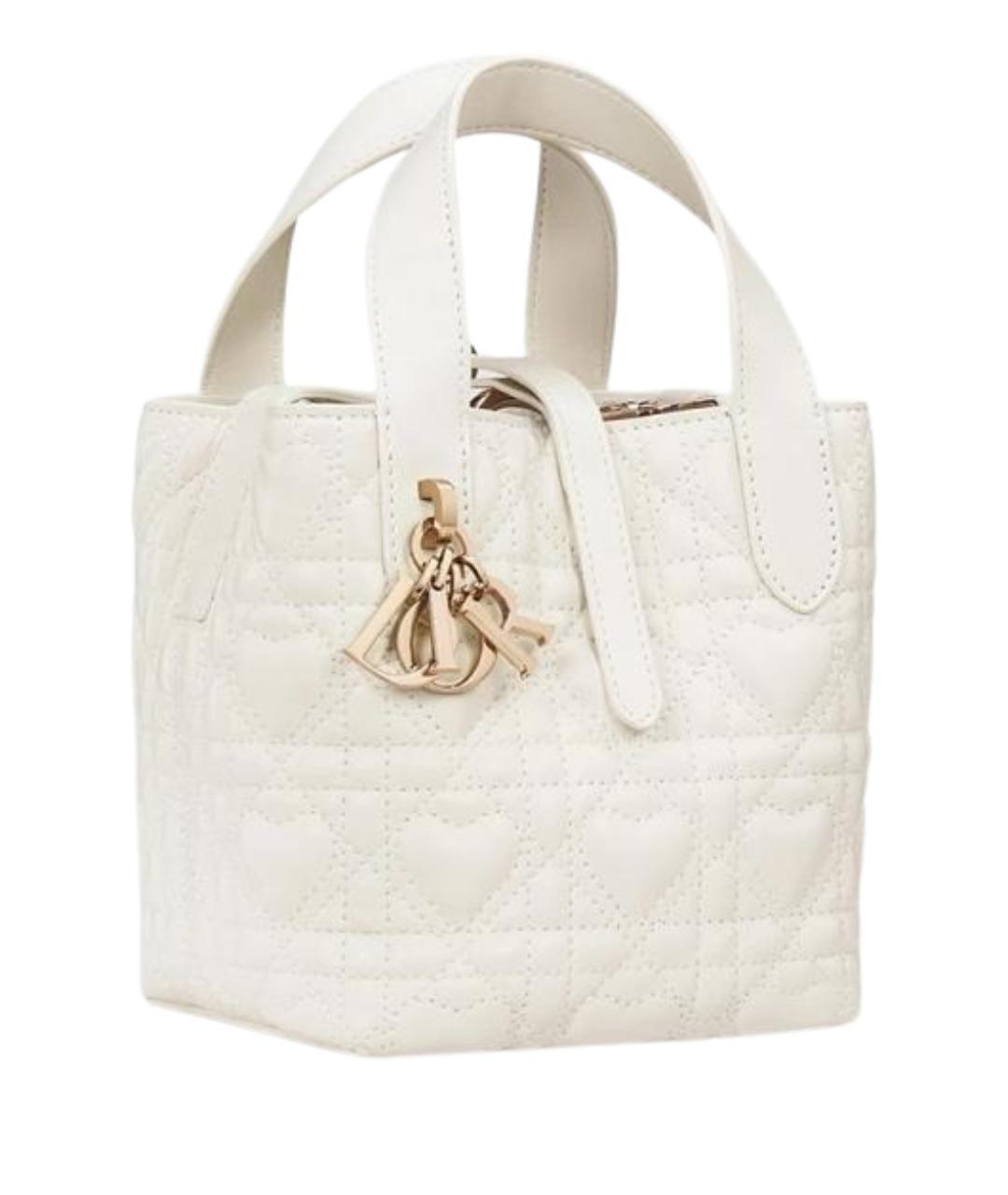 CHRISTIAN DIOR Бежевая кожаная сумка с короткими ручками, фото 1