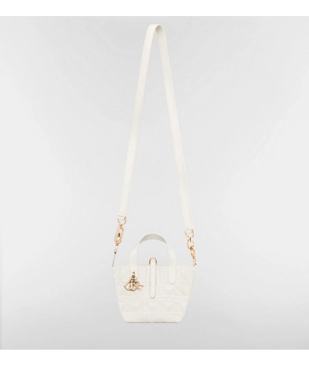 CHRISTIAN DIOR Бежевая кожаная сумка с короткими ручками, фото 4