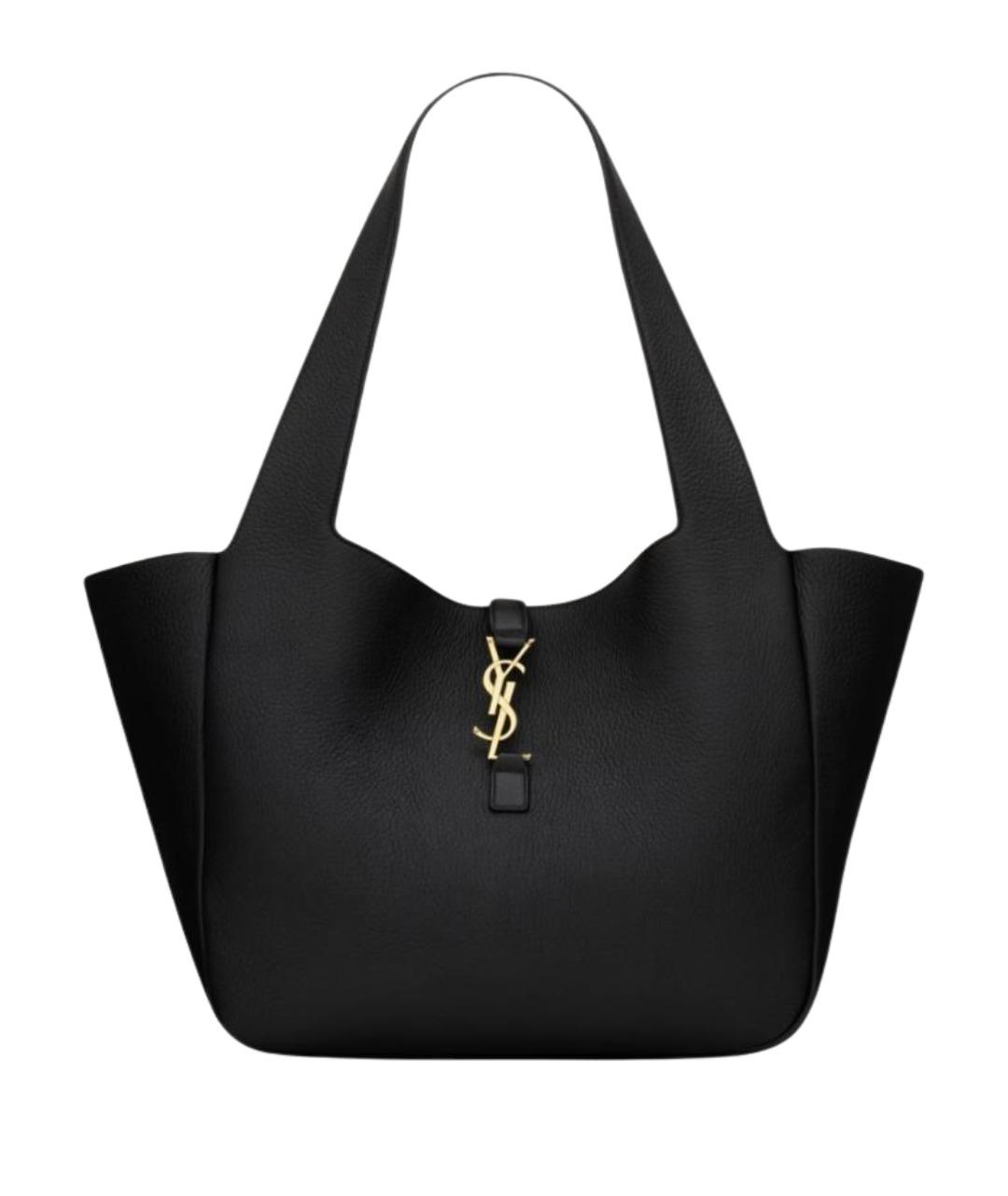SAINT LAURENT Черная кожаная сумка тоут, фото 1