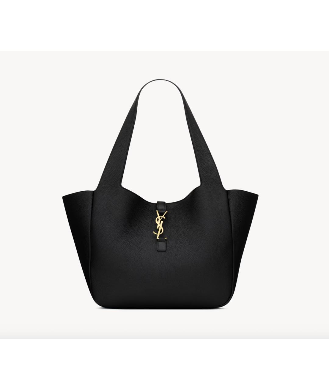 SAINT LAURENT Черная кожаная сумка тоут, фото 7