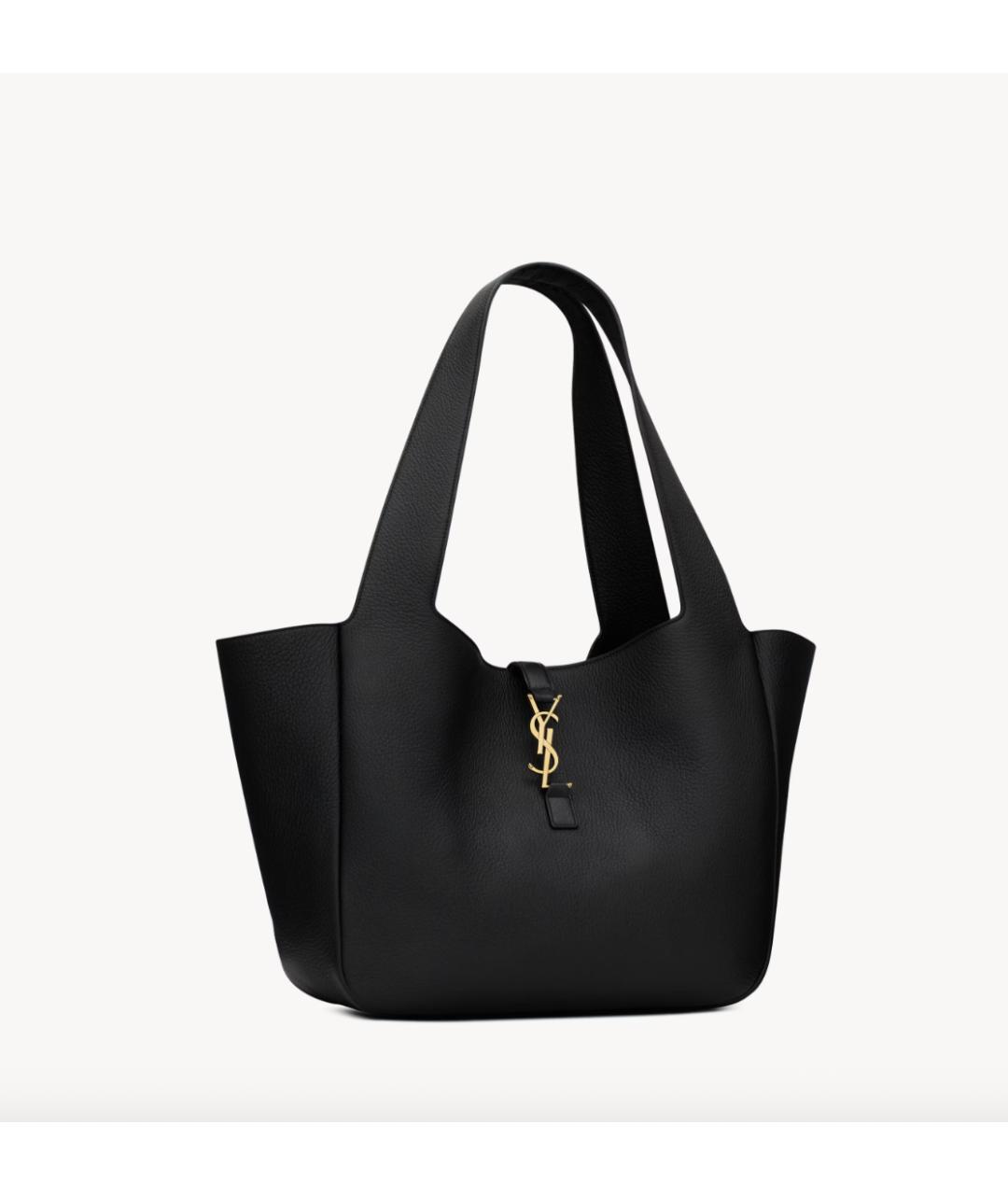 SAINT LAURENT Черная кожаная сумка тоут, фото 6