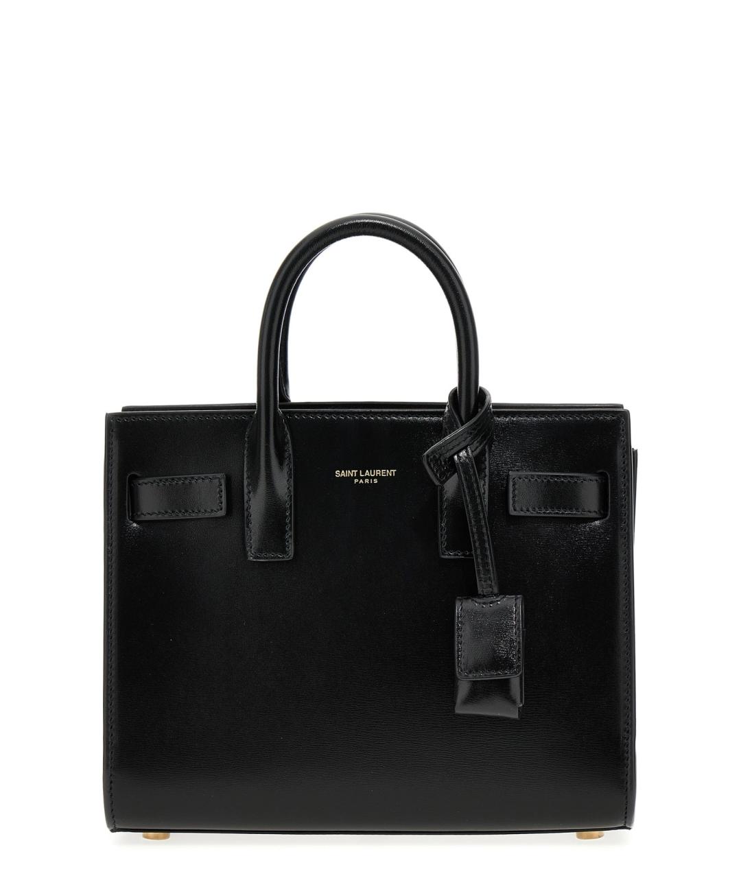 SAINT LAURENT Черная кожаная сумка с короткими ручками, фото 1