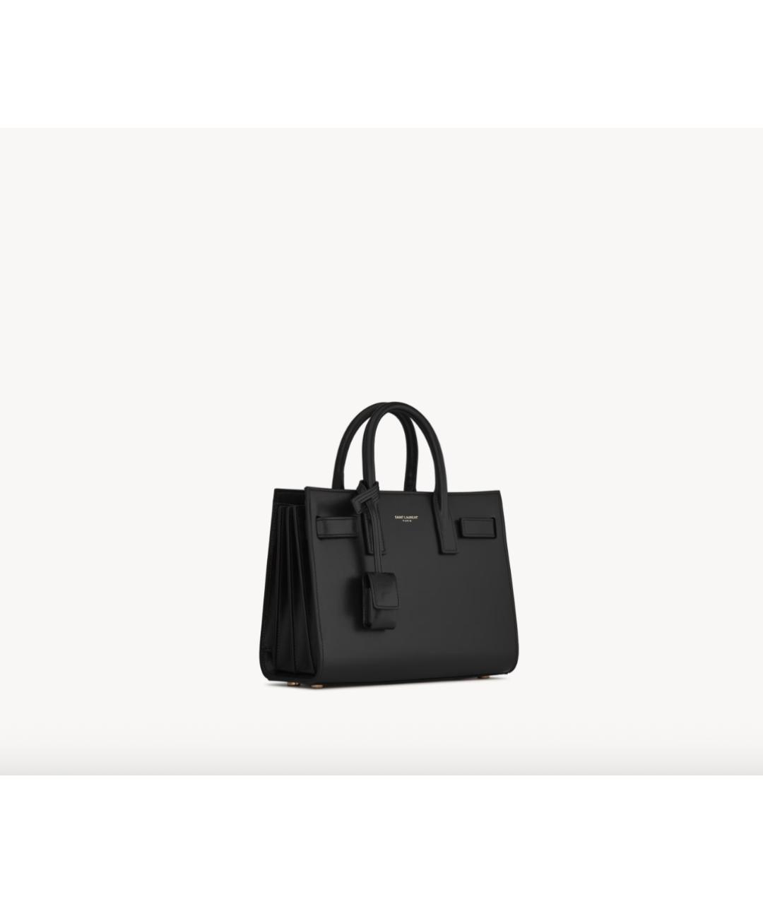 SAINT LAURENT Черная кожаная сумка с короткими ручками, фото 5