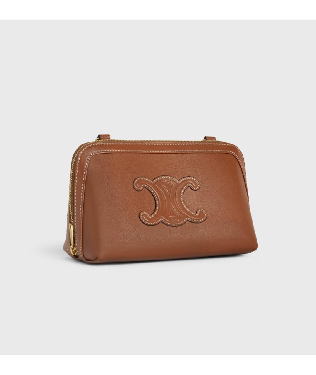 CELINE Коричневая кожаная сумка через плечо, фото 3