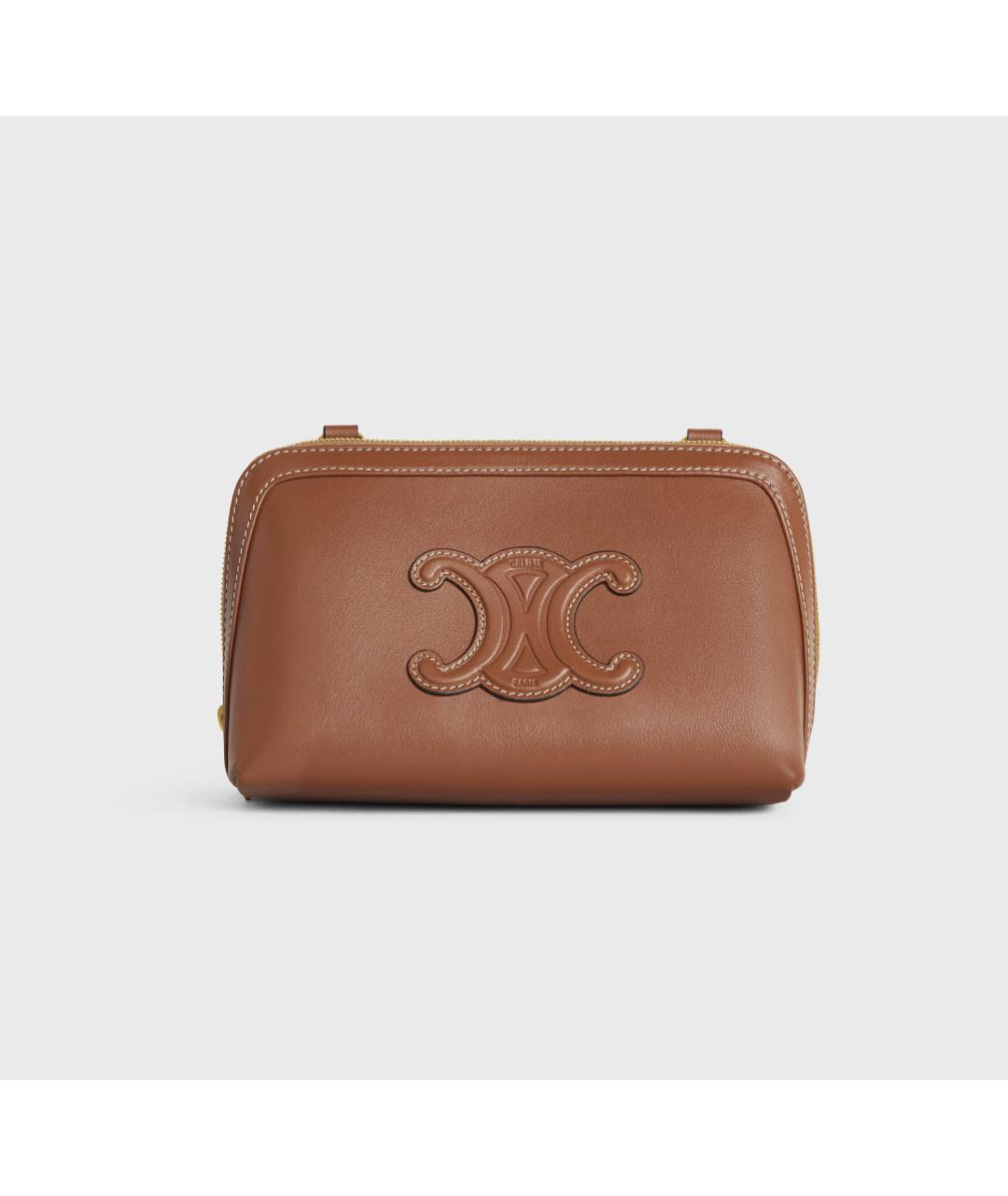 CELINE Коричневая кожаная сумка через плечо, фото 2