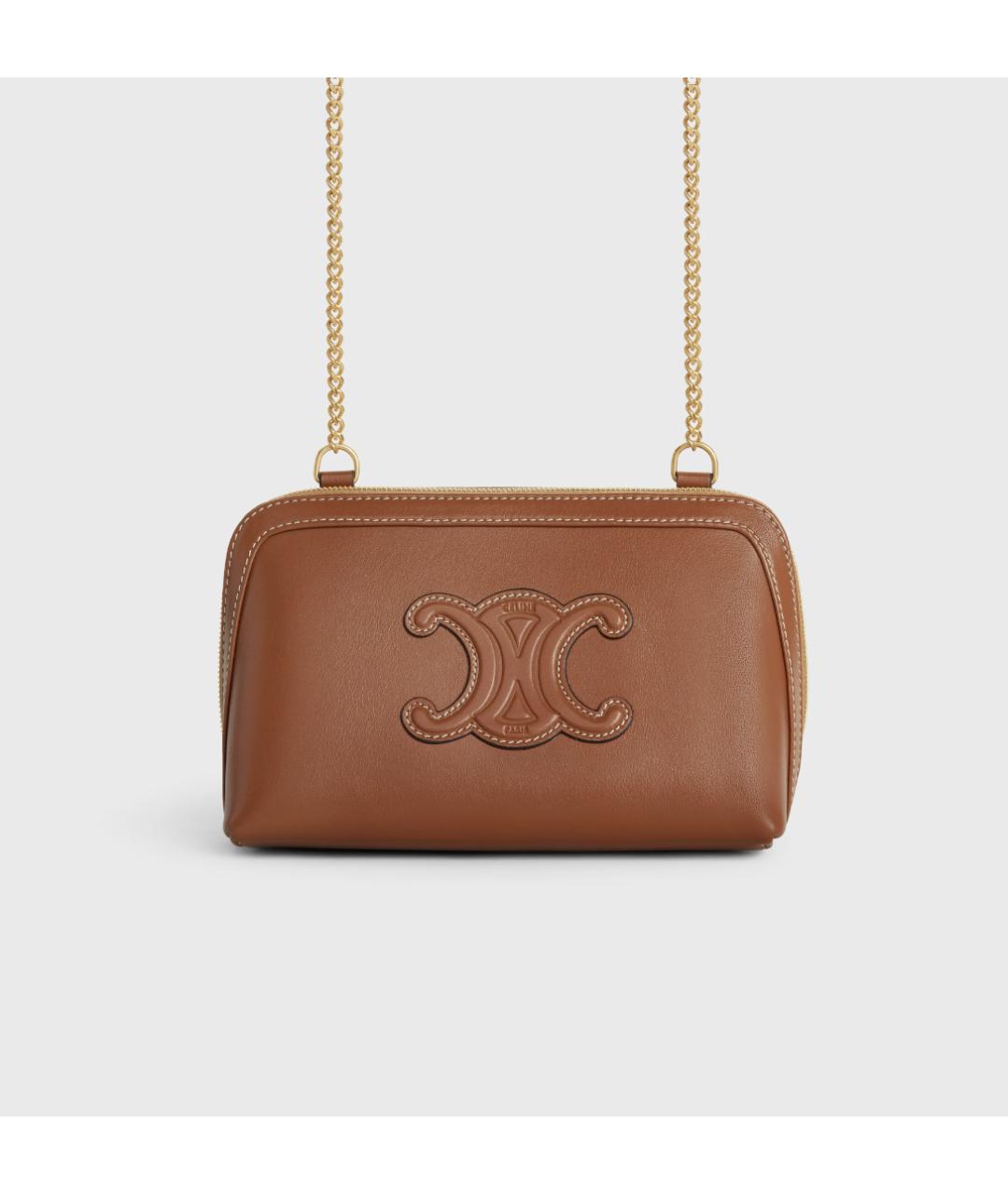 CELINE Коричневая кожаная сумка через плечо, фото 7