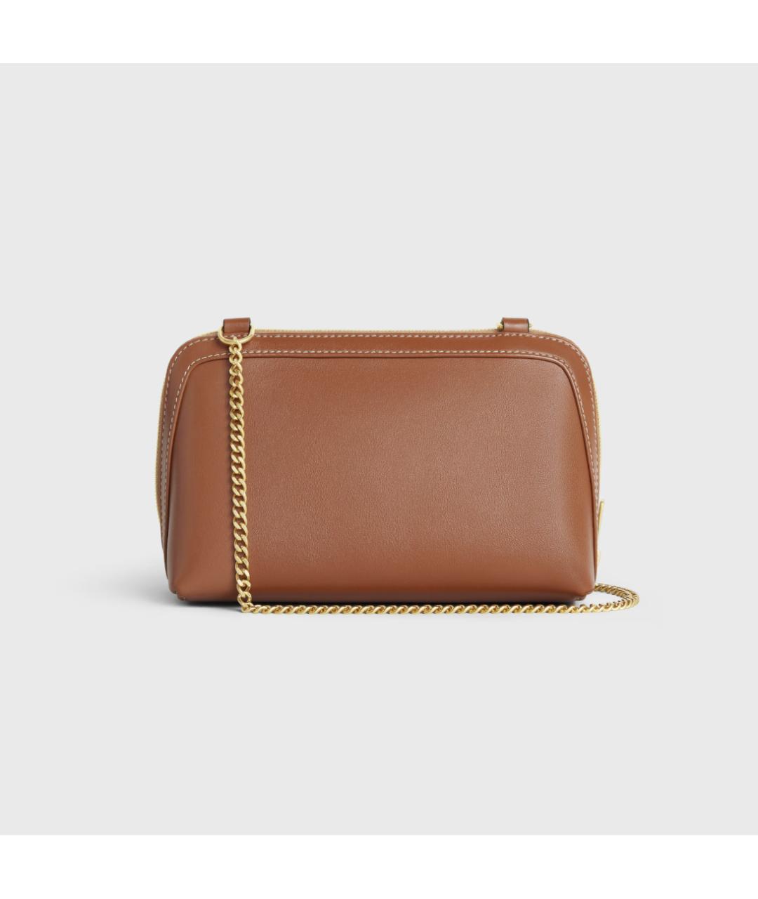 CELINE Коричневая кожаная сумка через плечо, фото 4