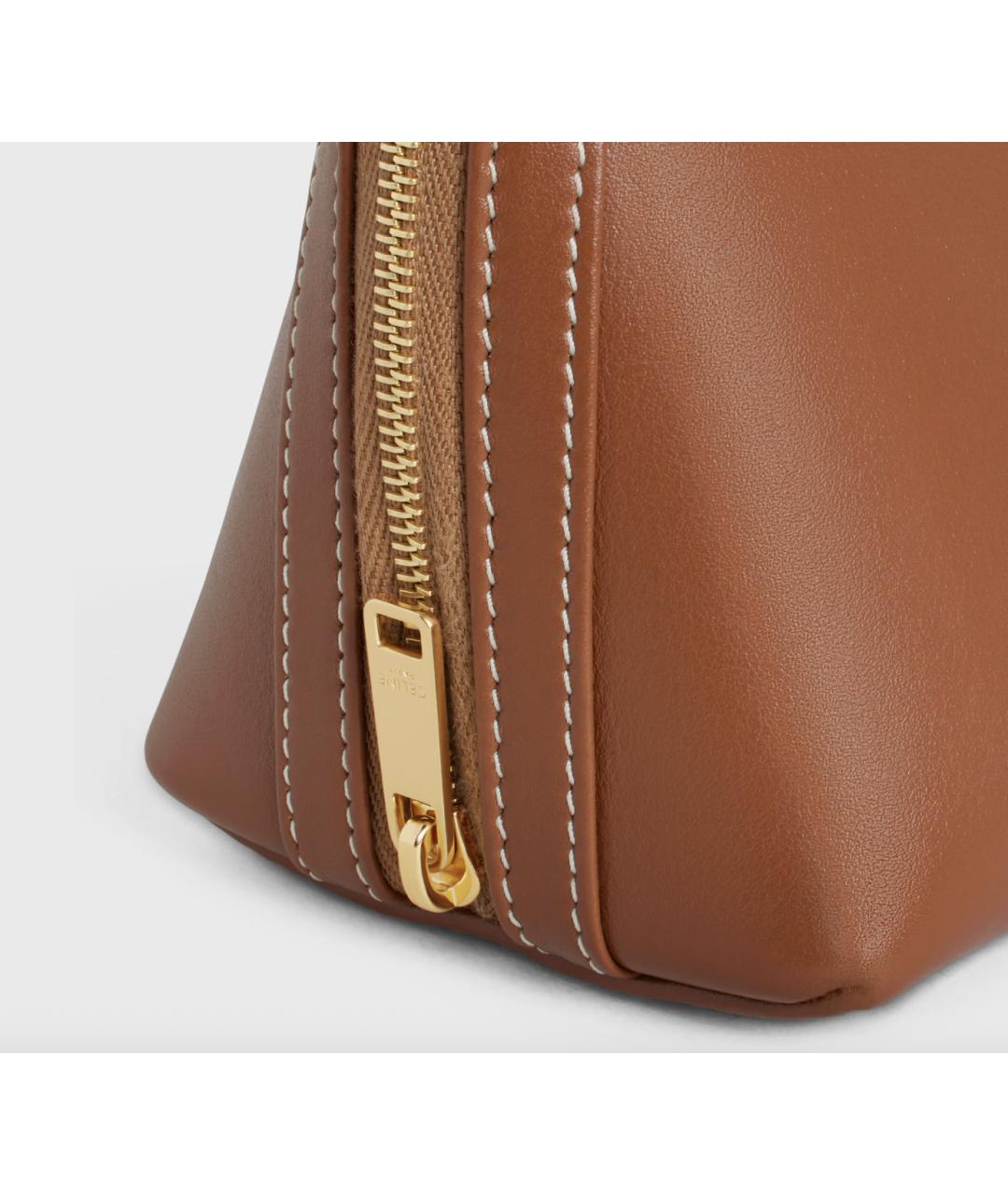 CELINE Коричневая кожаная сумка через плечо, фото 5
