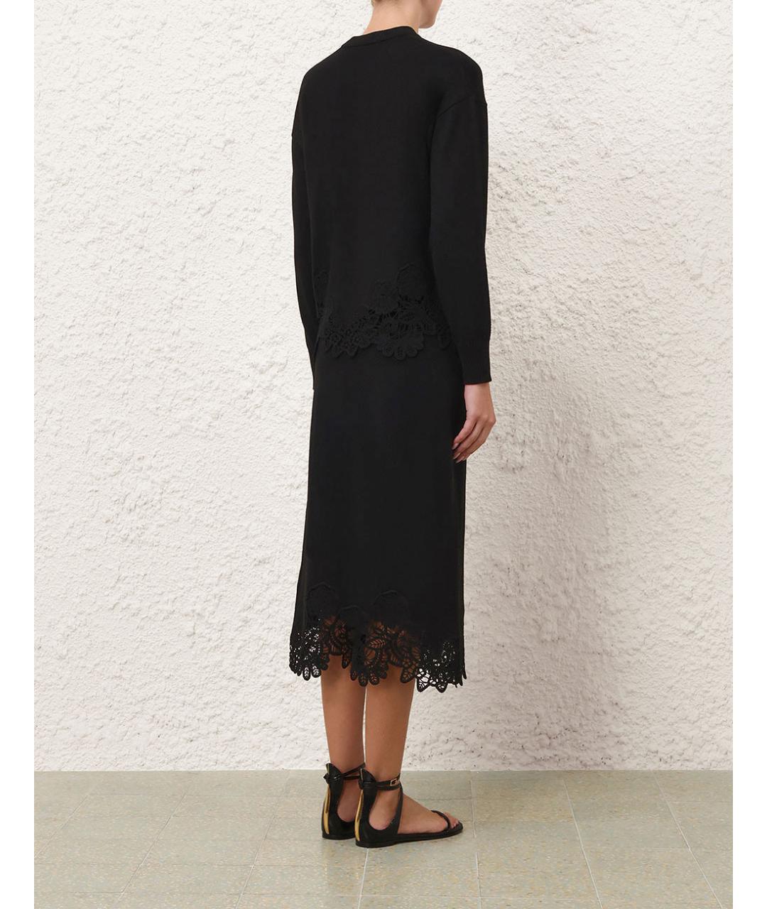 ZIMMERMANN Черная шерстяная юбка миди, фото 4