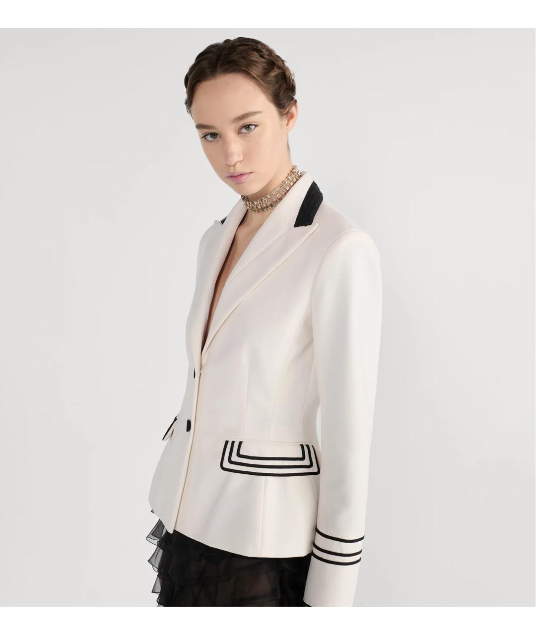 CHRISTIAN DIOR Белый шерстяной жакет/пиджак, фото 4