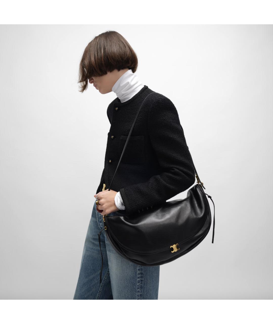 CELINE Черная кожаная сумка через плечо, фото 5