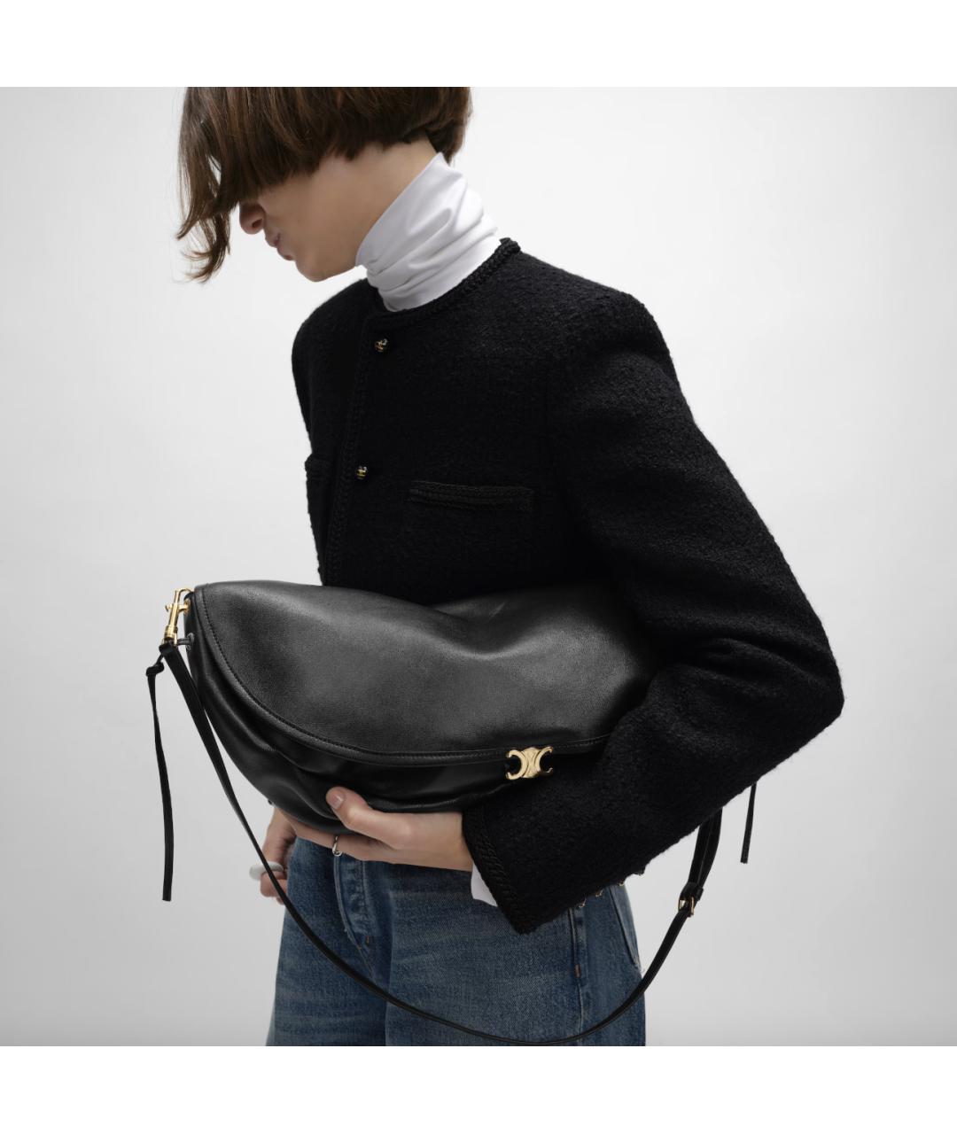 CELINE Черная кожаная сумка через плечо, фото 3