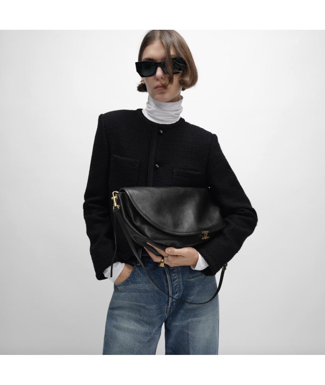 CELINE Черная кожаная сумка через плечо, фото 2