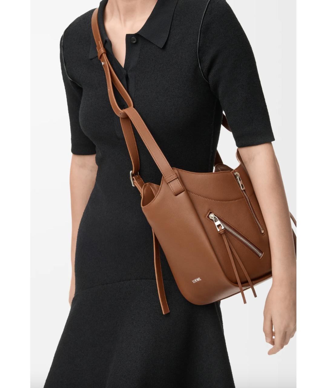 LOEWE Коричневая кожаная сумка через плечо, фото 3