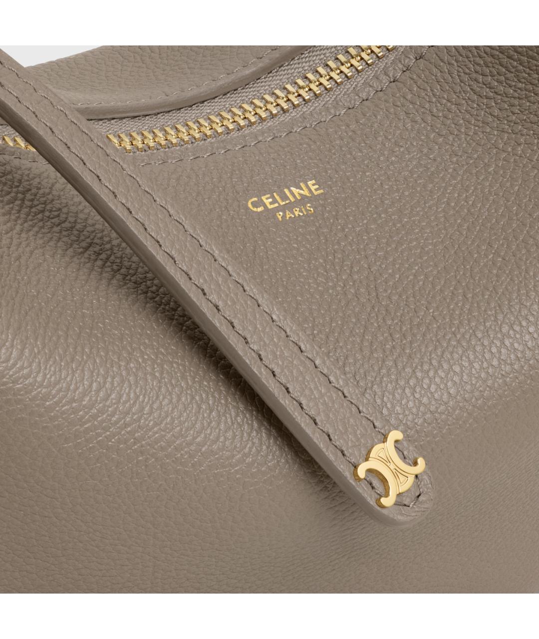 CELINE Серая кожаная сумка с короткими ручками, фото 5