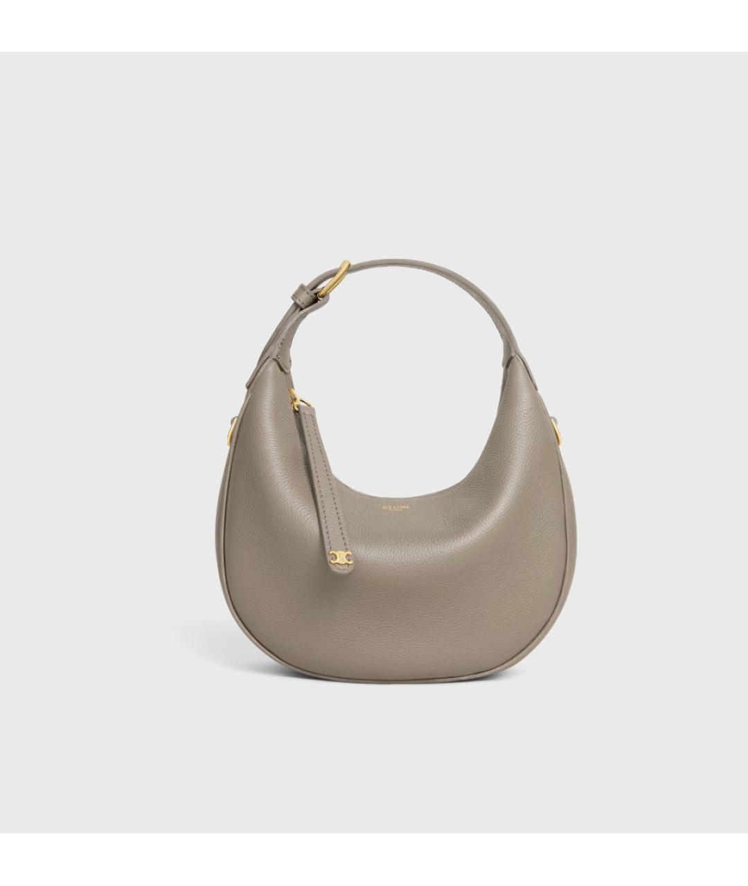 CELINE Серая кожаная сумка с короткими ручками, фото 6