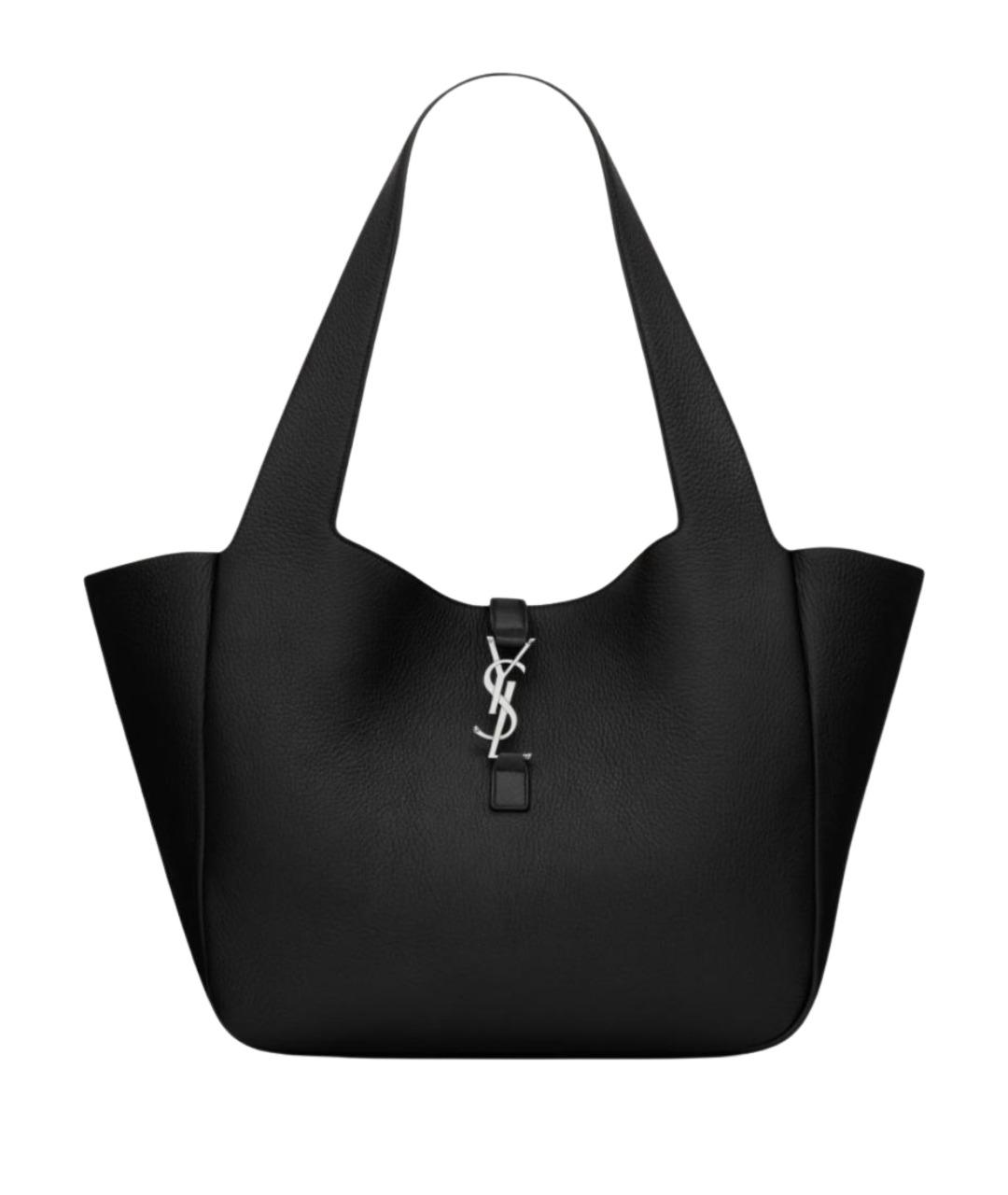 SAINT LAURENT Черная кожаная сумка тоут, фото 1