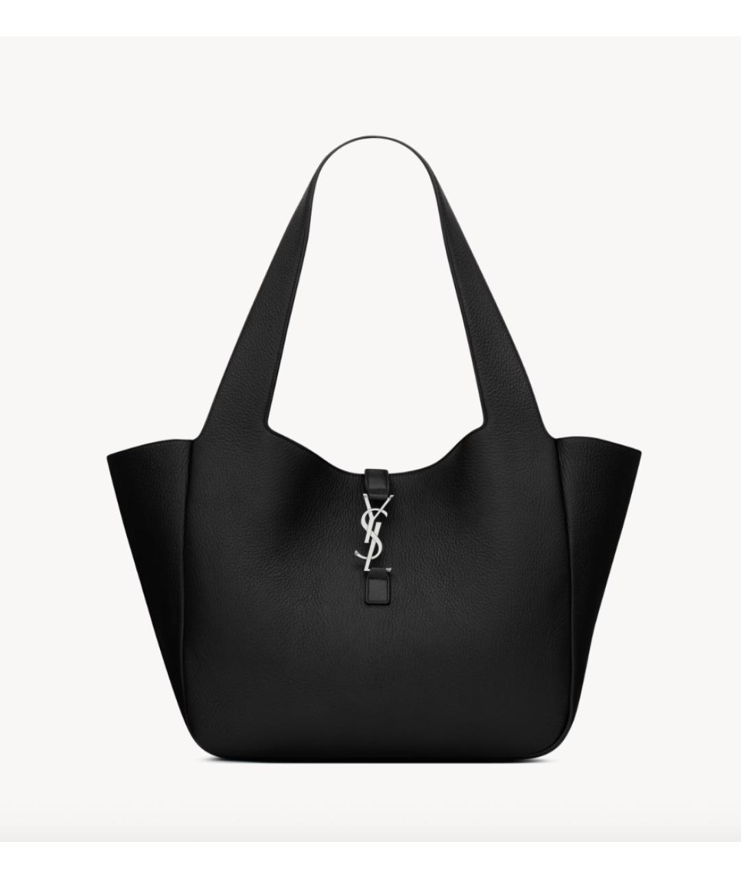 SAINT LAURENT Черная кожаная сумка тоут, фото 6