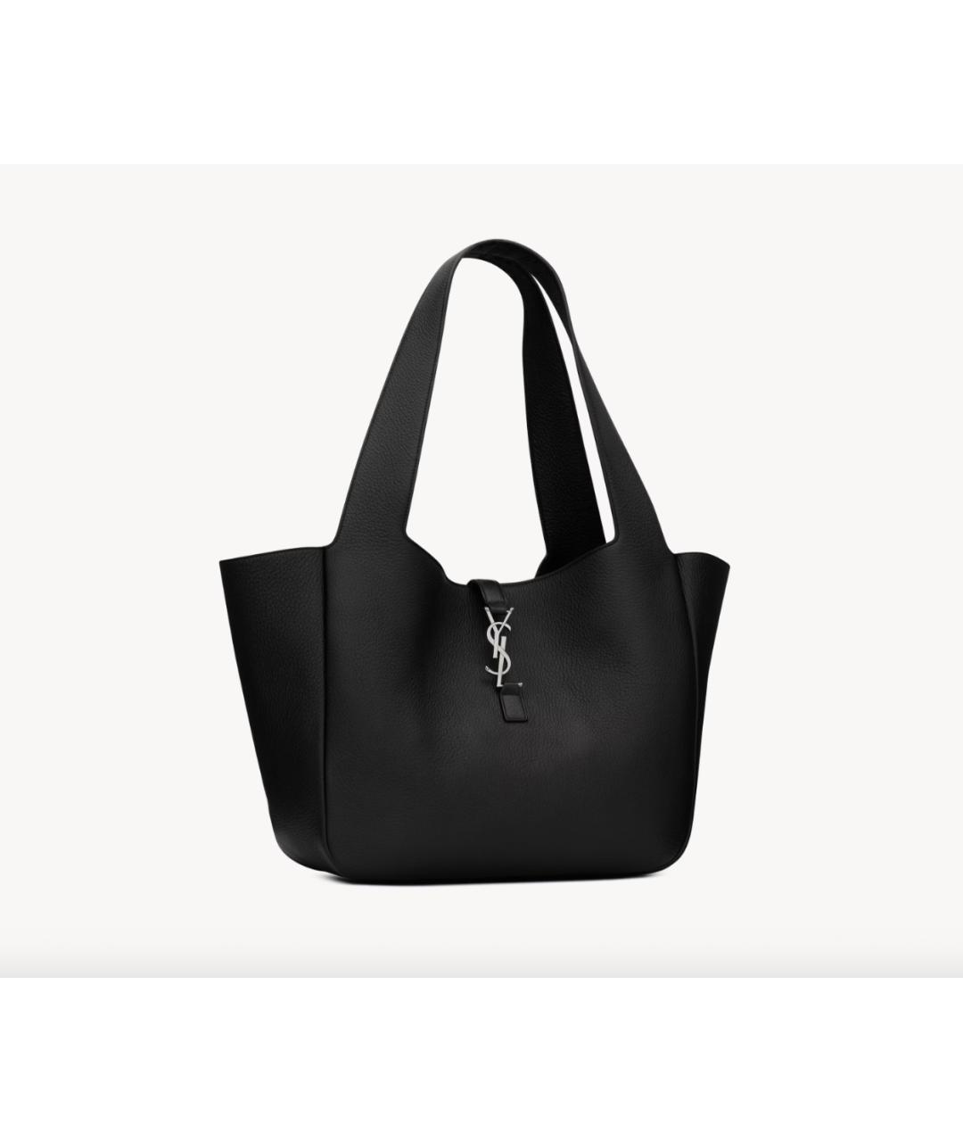SAINT LAURENT Черная кожаная сумка тоут, фото 5