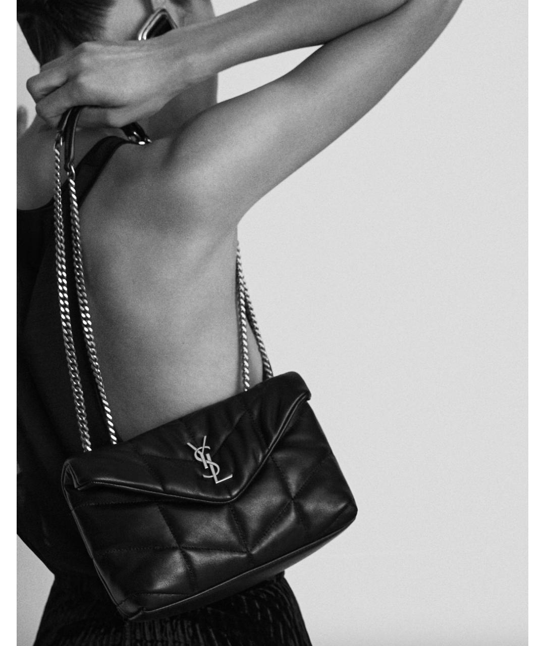 SAINT LAURENT Черная кожаная сумка через плечо, фото 2