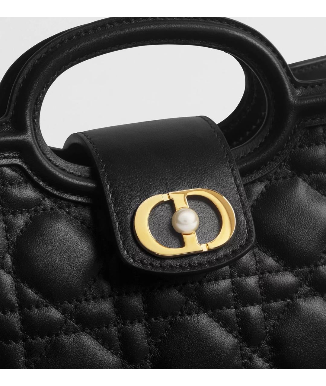 CHRISTIAN DIOR Черная кожаная сумка с короткими ручками, фото 6
