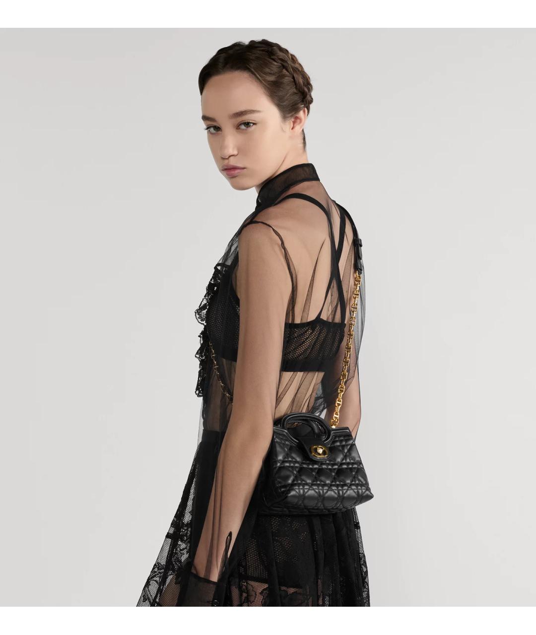 CHRISTIAN DIOR Черная кожаная сумка с короткими ручками, фото 7