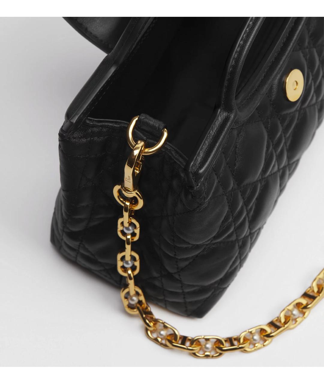CHRISTIAN DIOR Черная кожаная сумка с короткими ручками, фото 3