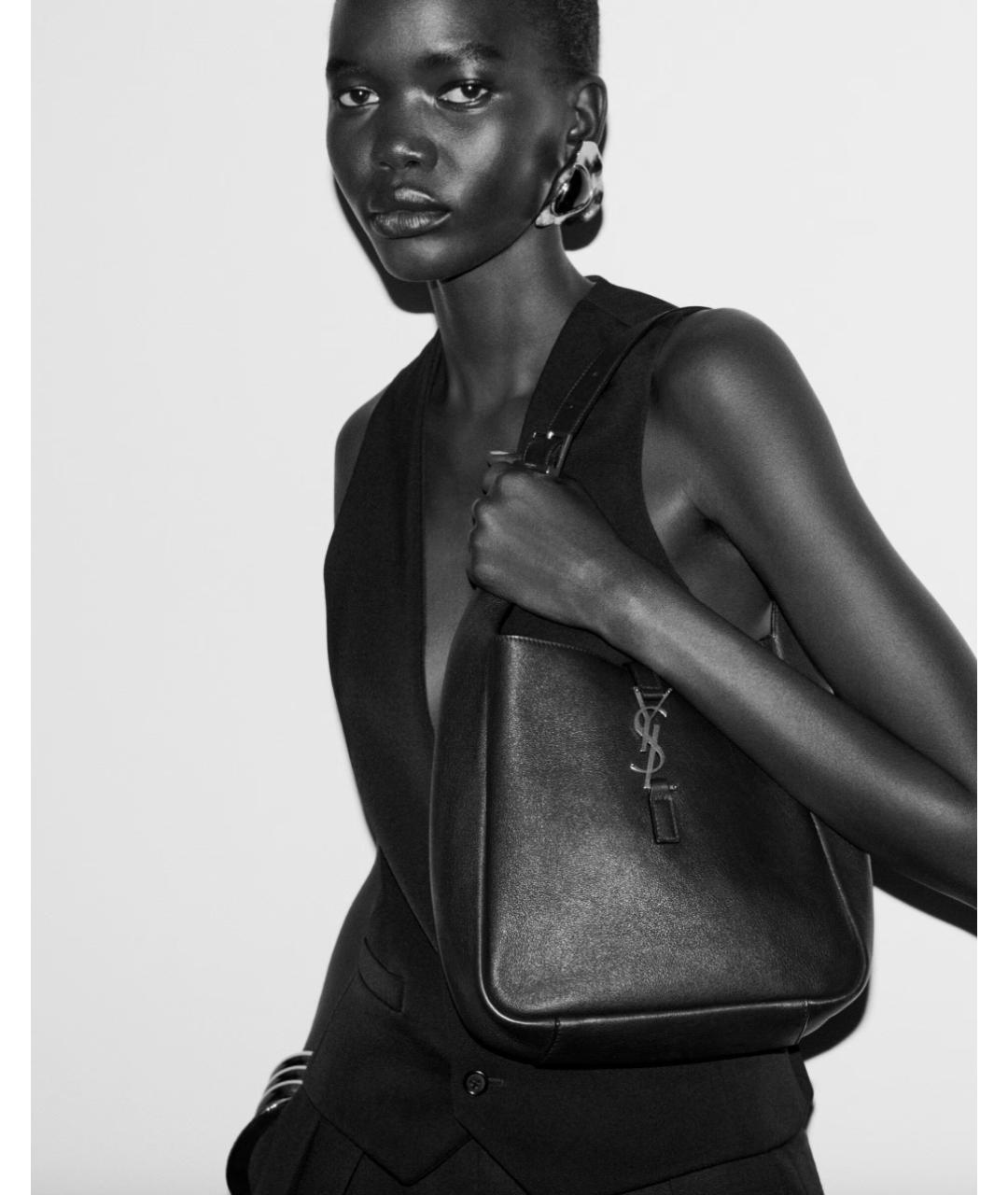 SAINT LAURENT Черная кожаная сумка через плечо, фото 2