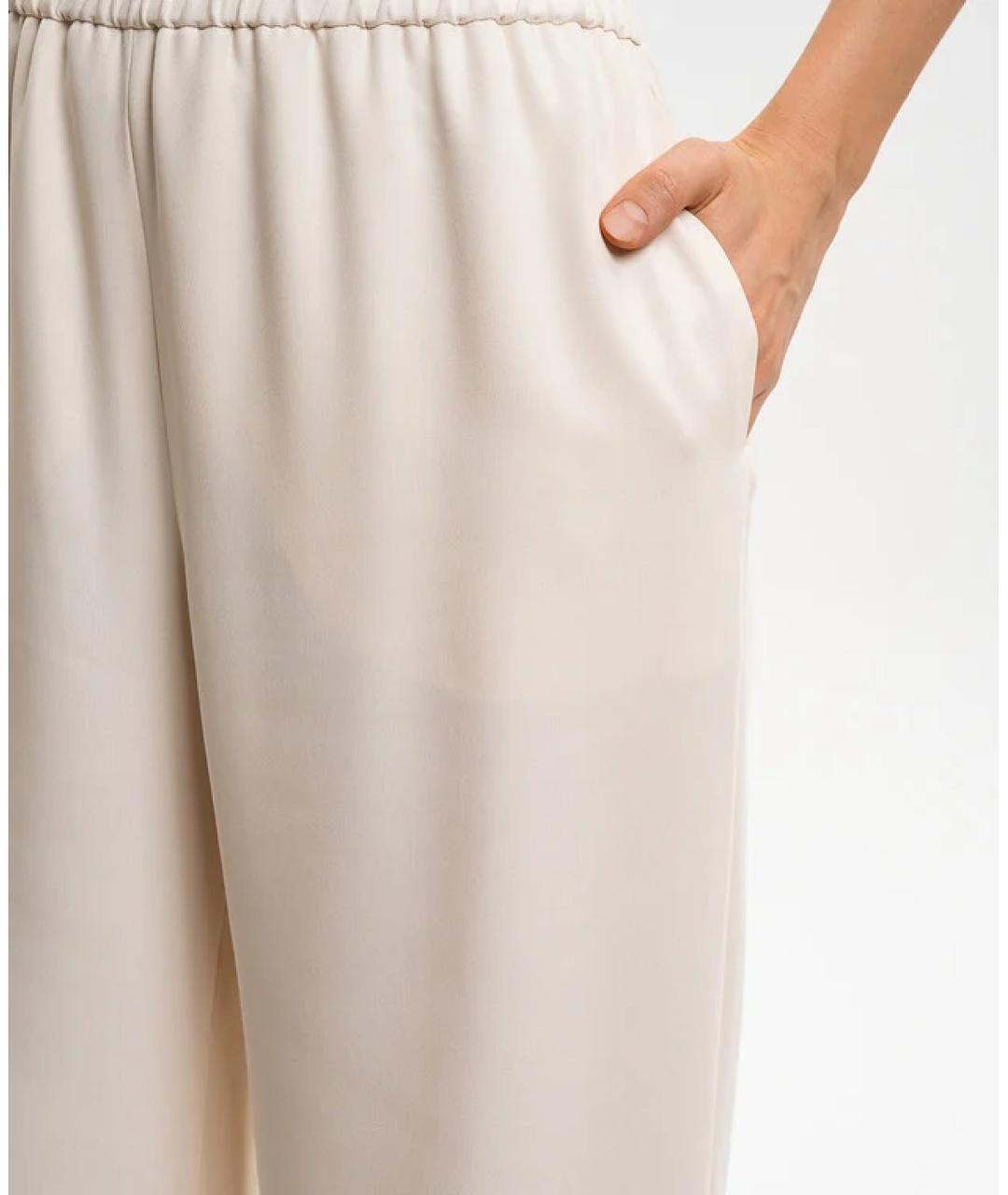 VALENTINO Бежевые шелковые прямые брюки, фото 4