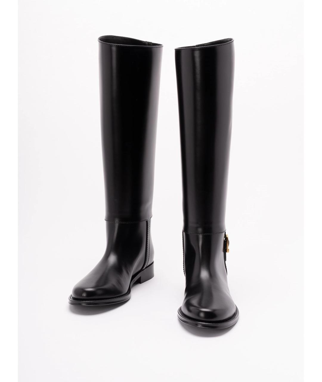 SAINT LAURENT Черные кожаные сапоги, фото 2