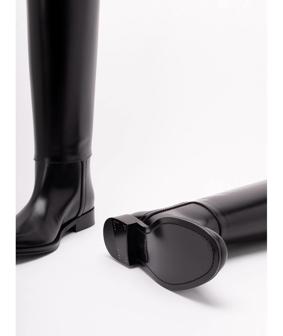 SAINT LAURENT Черные кожаные сапоги, фото 4