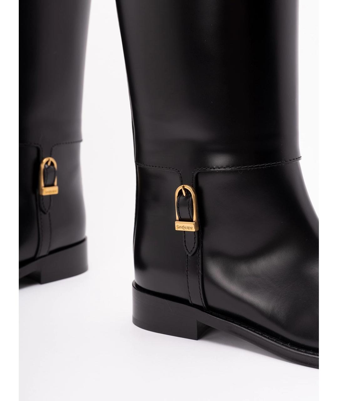 SAINT LAURENT Черные кожаные сапоги, фото 5