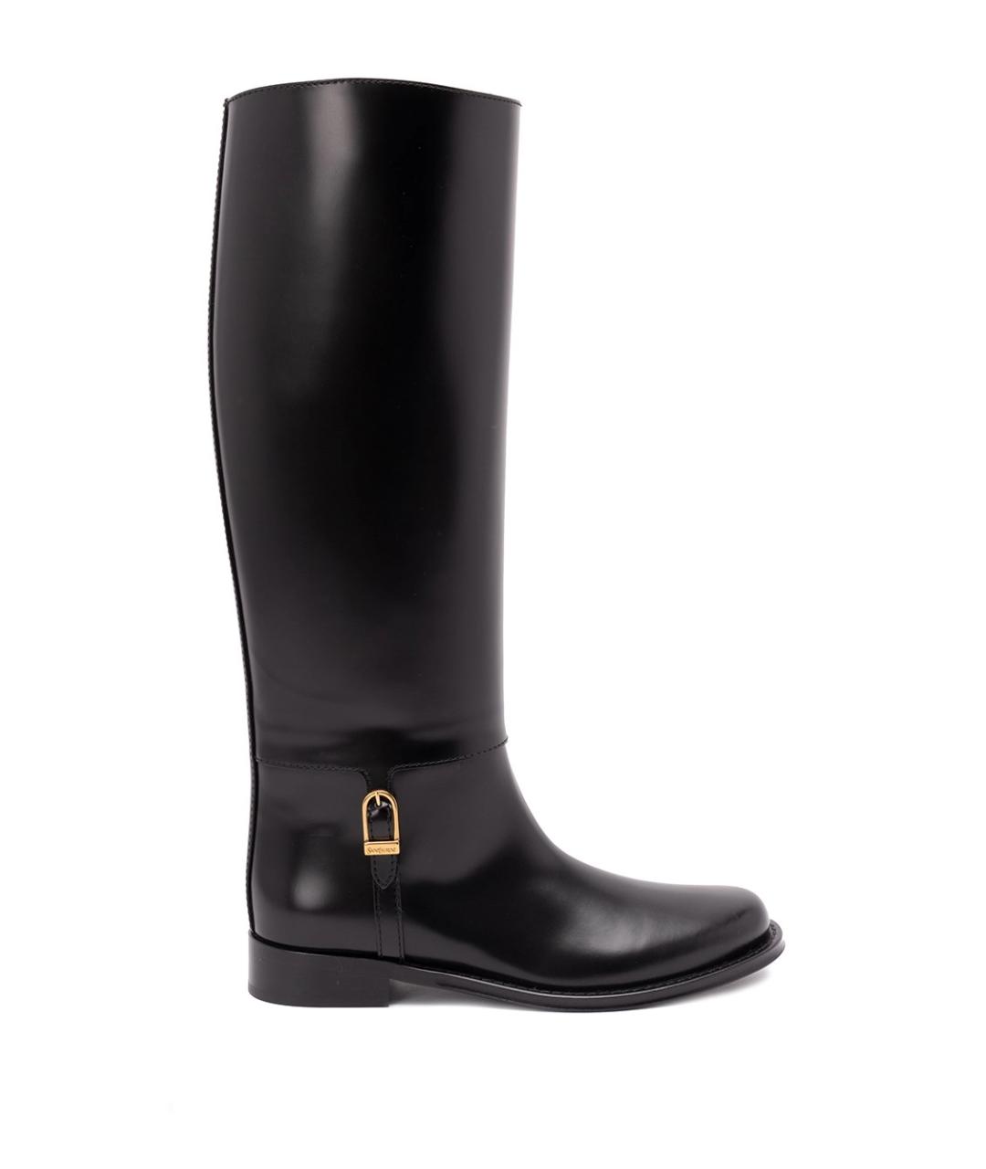 SAINT LAURENT Черные кожаные сапоги, фото 1