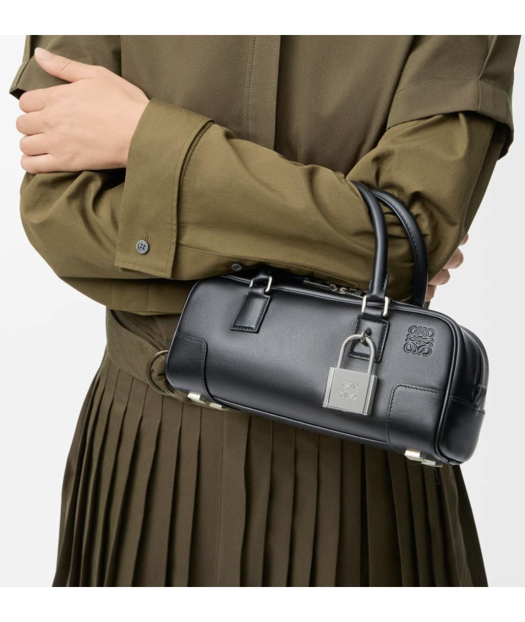 LOEWE Черная кожаная сумка с короткими ручками, фото 2