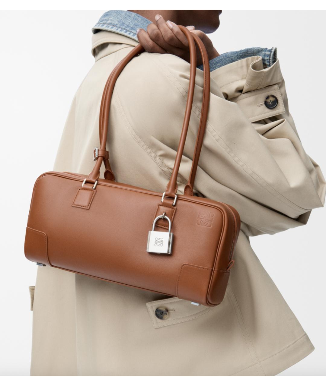 LOEWE Коричневая кожаная сумка через плечо, фото 3