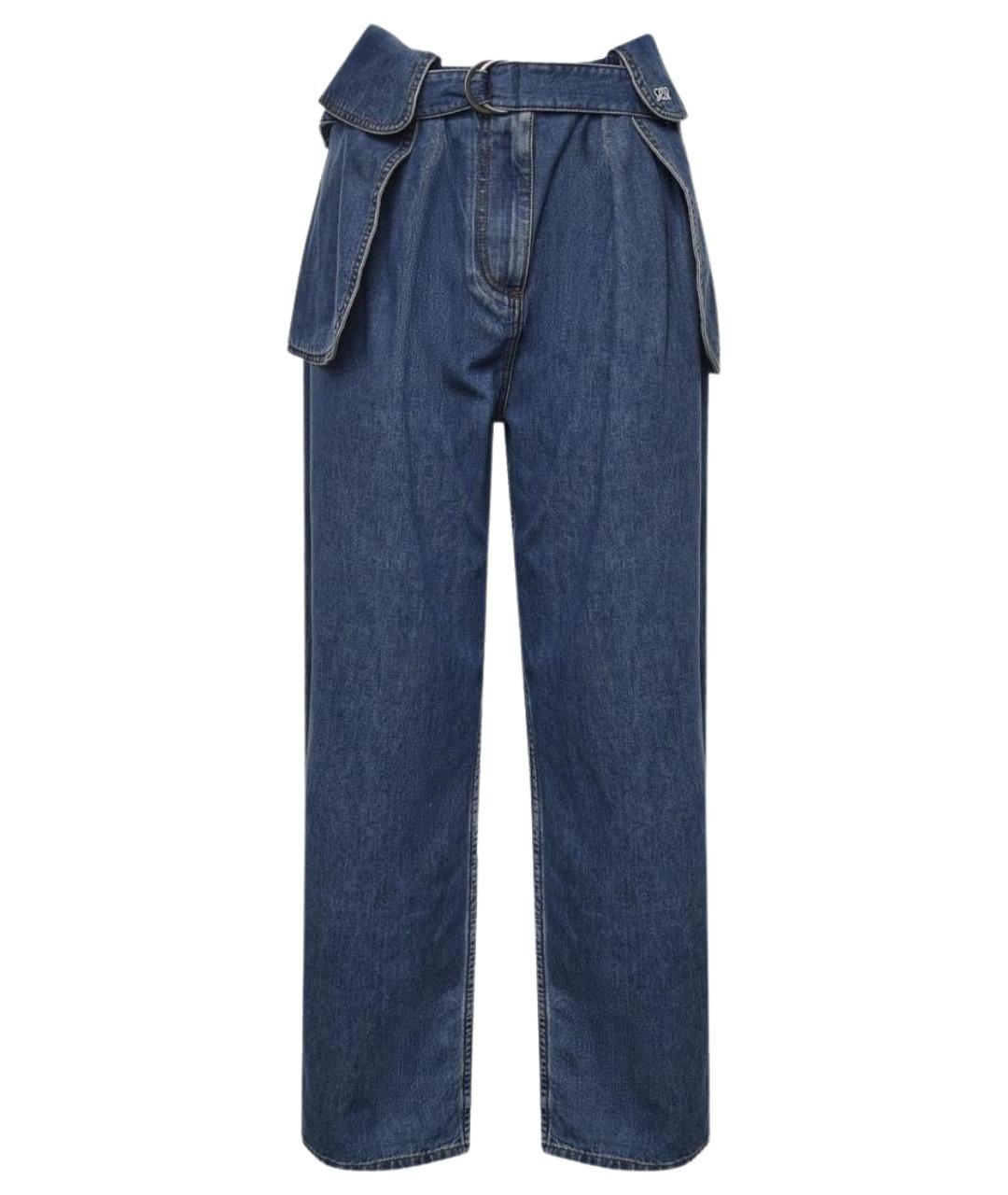 LOEWE Голубые хлопко-полиэстеровые прямые джинсы, фото 1