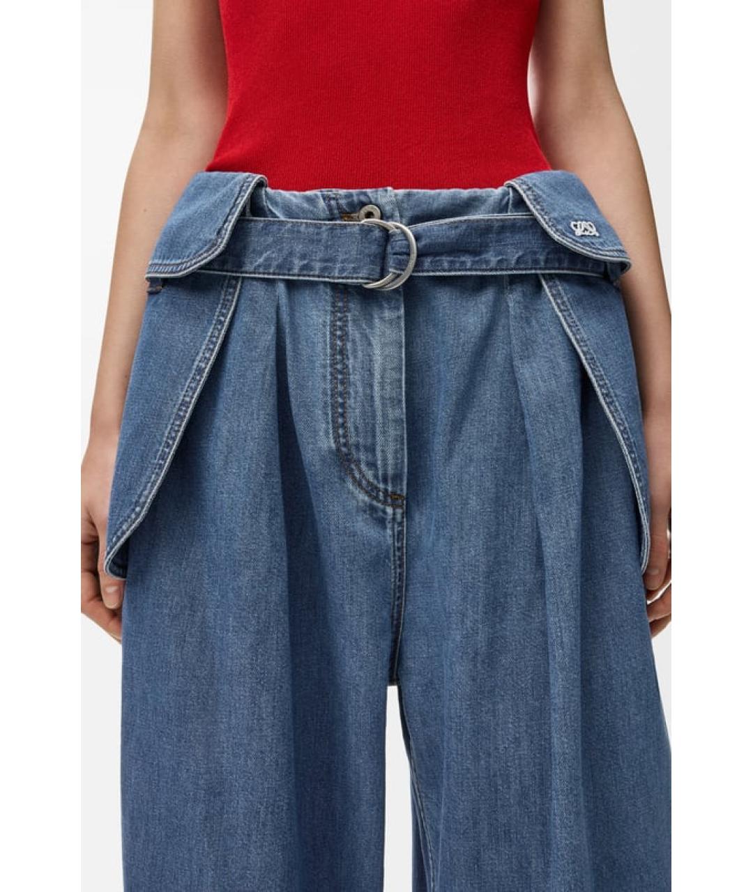 LOEWE Голубые хлопко-полиэстеровые прямые джинсы, фото 4